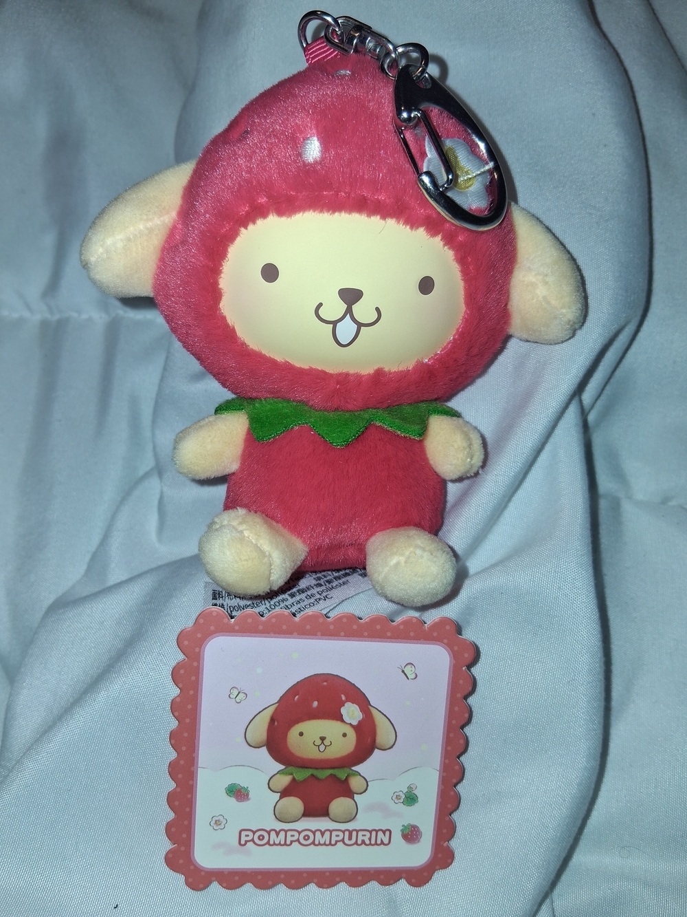 Sanrio Pompompurin Strawberry Plush Keychain - Sweet Strawberry Series
